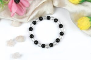 Sphatik and Black Agate Beads Bracelet